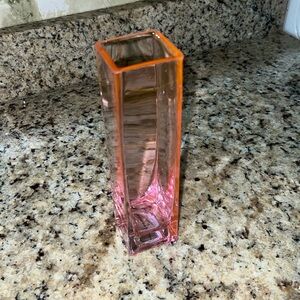 Pink. Square flower vase